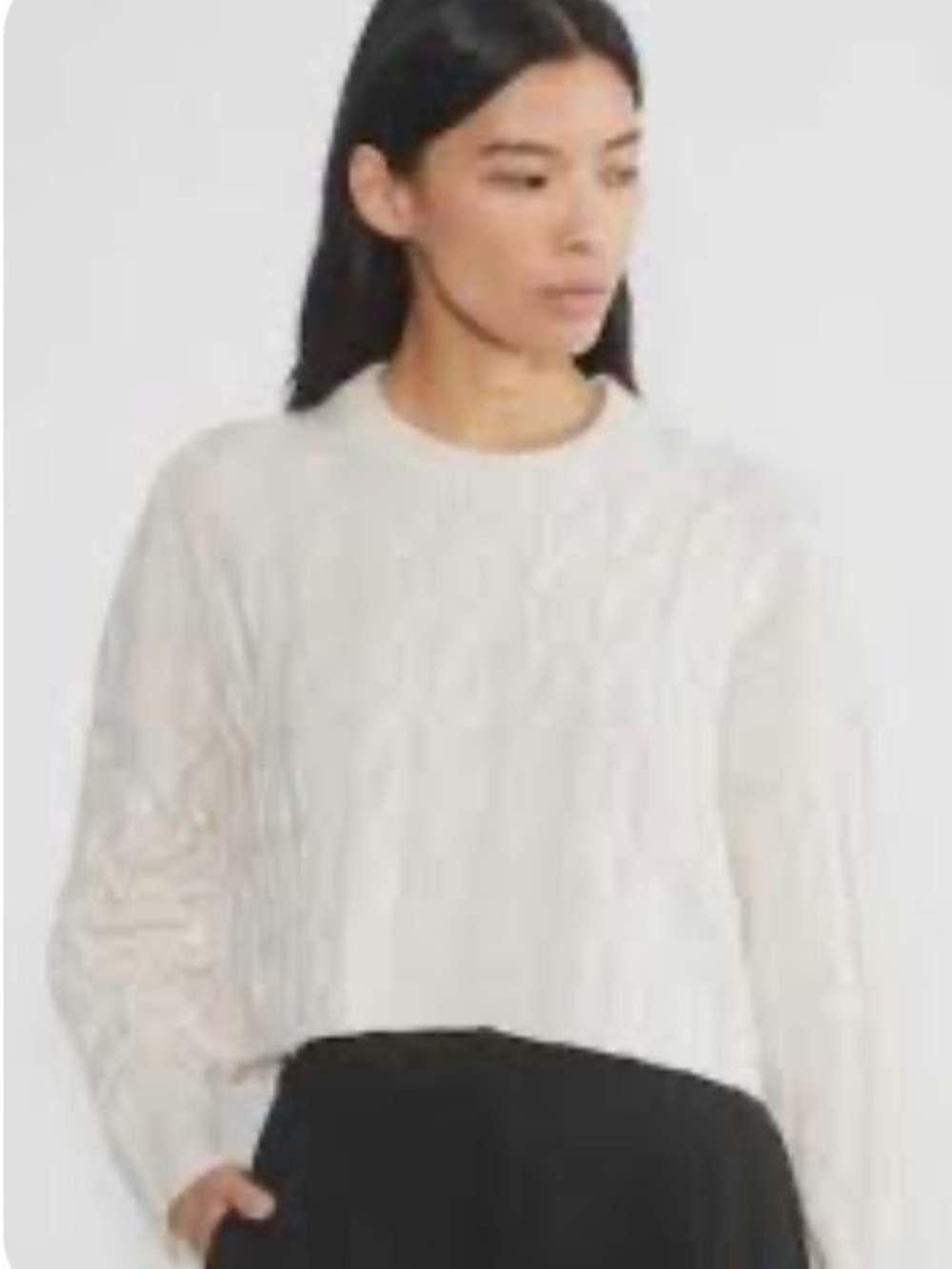 Babaton Aritzia Glory 100% Merino Wool
Cable Knit Cropped Sweater Ivory S